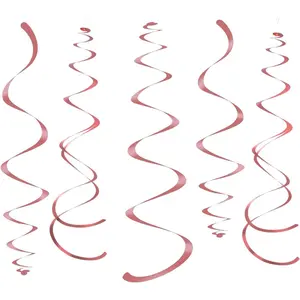 Rose  Party Hanging Swirl Decorations Sparkly Foil Streamer for Ceiling, Pack of 28