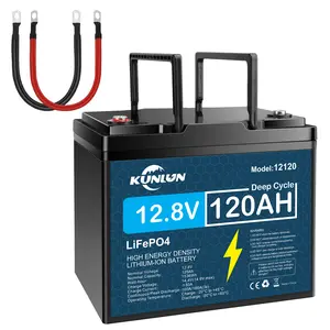 KUNLUN 12V 120Ah LiFePO4 Extended Capacity Lithium Battery - 12.8V 1536Wh, Built-in 100A Smart BMS Protection, 5000+ Deep Cycles, Long Lasting Replacement Battery for Off-Grid Solar, Camping, RVs, Extended Capacity Battery