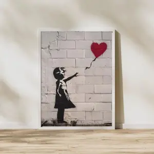 Banksy Inspired Girl with Balloon Print: Modern Graffiti Art  Best seller wall art V