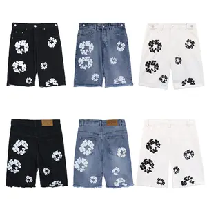 Summer Denim Tears Kapok Printed Loose Casual Trendy Denim Shorts for Men and Women