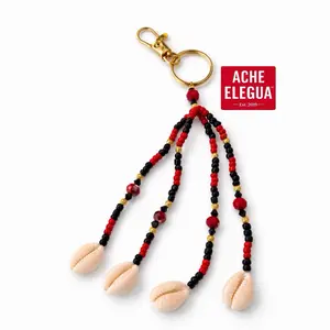 Ache Elegua Handmade Beads Keychain - Authentic Local Artisan Craftsmanship Unique Accessory for Charm and Beauty