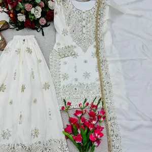 Gharara Dress - White Sheer Boho Style with Floral Pattern