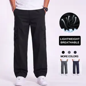 Men’s pure cotton casual pants — multi-pocket cargo pants for men with a premium feel; lightweight yet sturdy cargo style; stretchy and comfortable for everyday wear; suitable for all seasons; loose straight-leg long pants.
