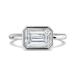 Emerald Diamond East West Bezel Ring 5ctw