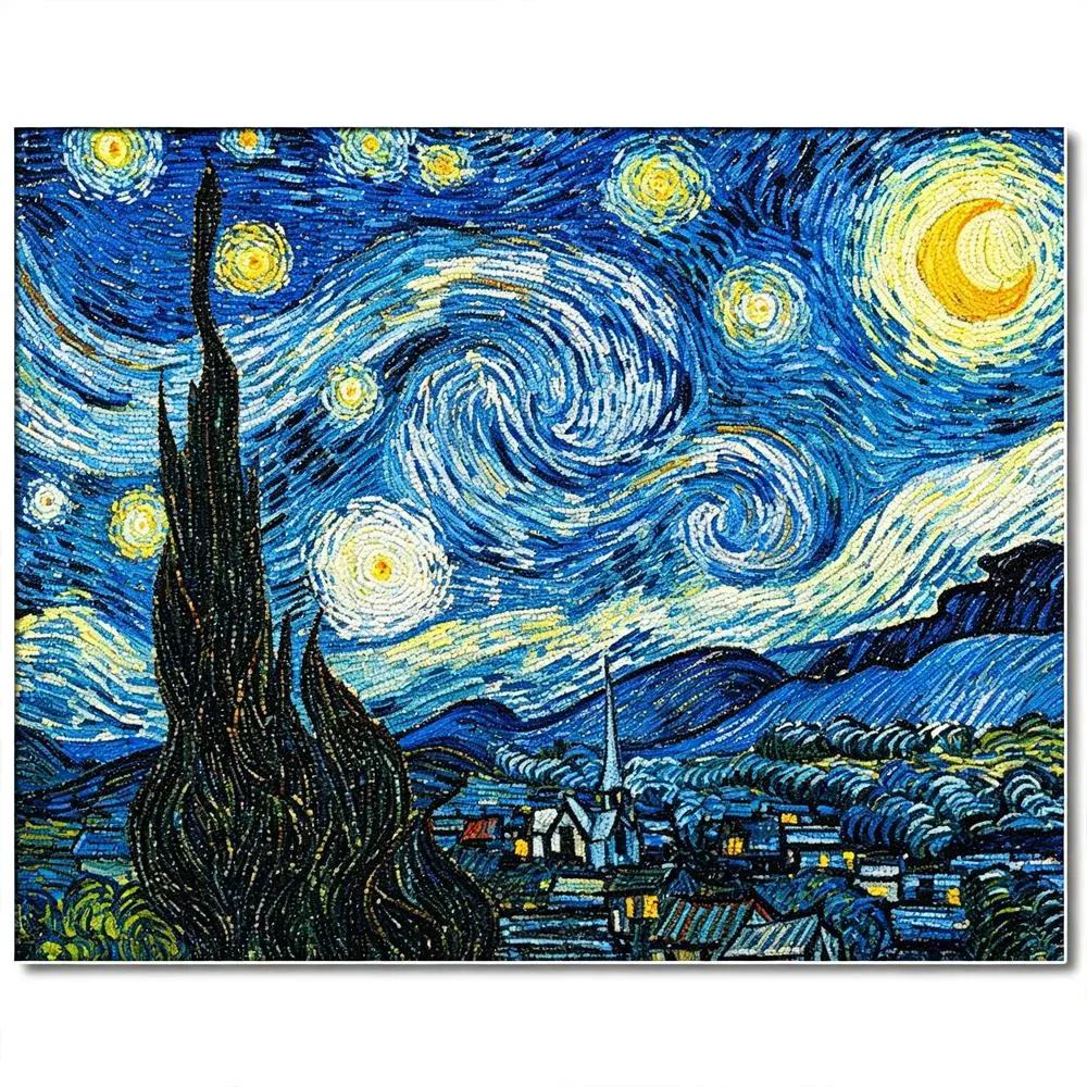 Van Gogh Starry Night Diamond Painting Kit | 30×40cm DIY Rhinestone Mosaic Embroidery, Waterproof Canvas, Adult Art Craft for Home Decor & Perfect Gift