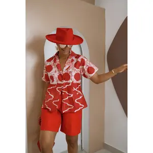 Chinwe Adire Shirt & Aso Oke Shorts Set