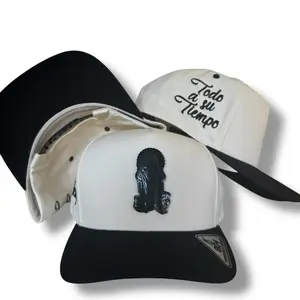 Saint Jude "Todo a su tiempo" SnapBack Cap - White with Black and Black Front Panel, Classic Design, Adjustable Fit