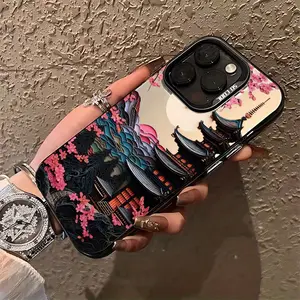 Japanese Ancient House Painting Mobile Phone Case Compatible with iPhone 16 15 14 13 12 11 Pro Max X XR XSMAX 8 7 Plus Anti-Fall Frosted Back Cover