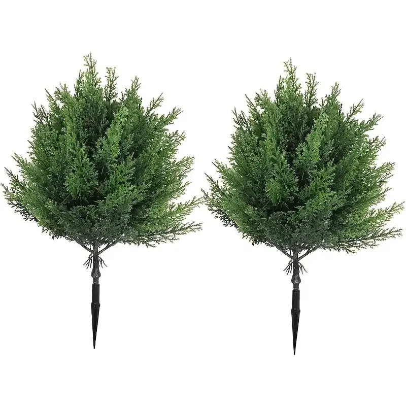 Decorative 4 UV-Resistant Realistic Artificial Trees, Durable Synthetic Plastic Indoor-Outdoor Shrubs, No Container Needed, Home Garden Patio Entrance Decor Plants