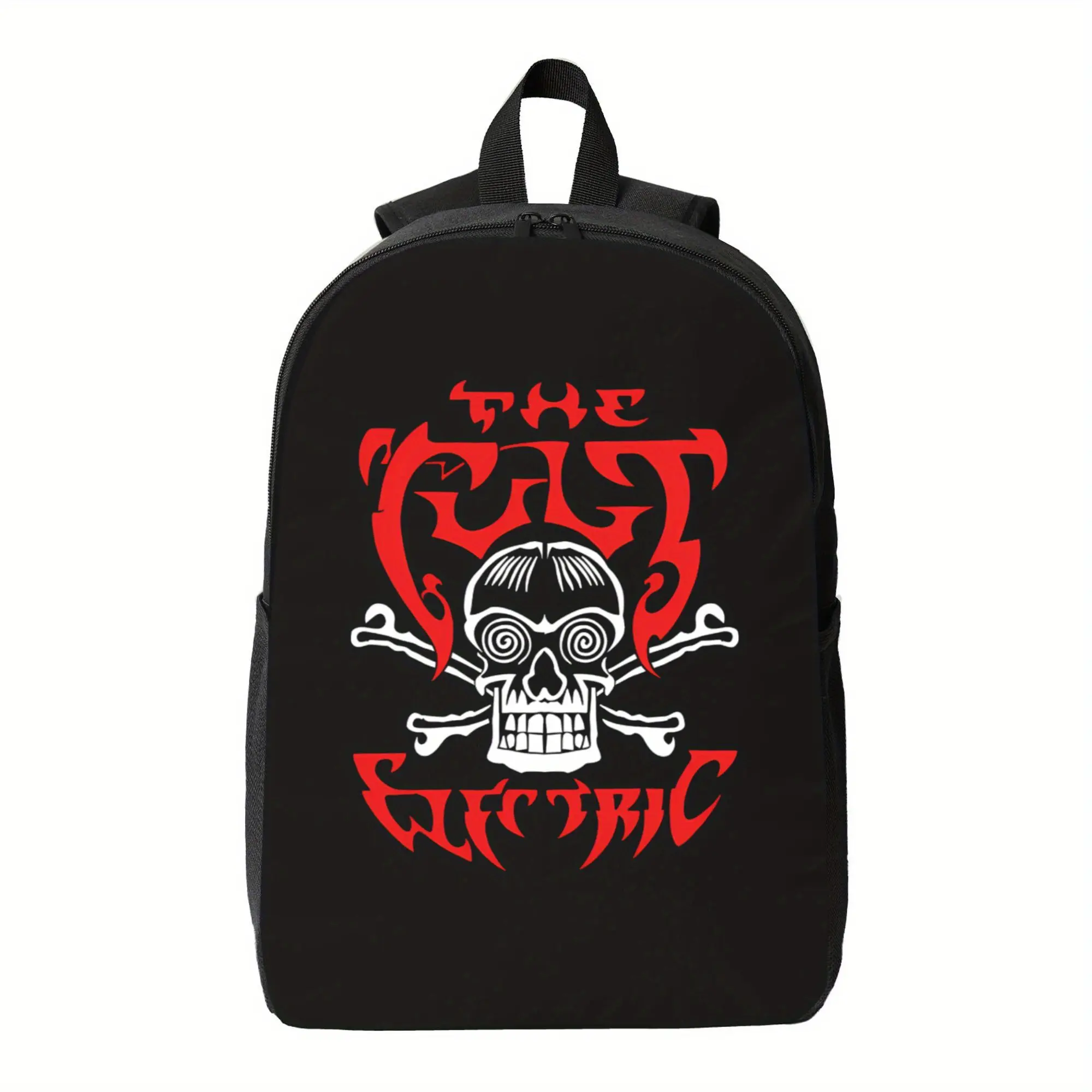 The Cult Electric Backpack - High Quality Large Capacity Laptop & Camera bag with Electric Skull Graphic, Heavy-Duty Zipper Closure Backpack for, Electricians, Gothic/Edgy Styles - Black Backpack for School, Travel, Concerts, Construction Sites, Ergonomic
