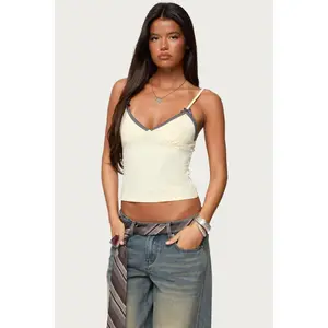 Ruelle Contrast Frill Tank Top