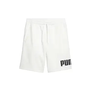 PUMA Mens Logo Fleece Drawstring 10 Inch Shorts Casual Bottoms Casual Drawstring - White