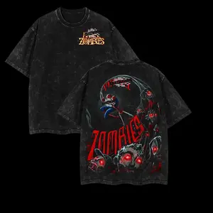 Spideyy Zombie Vintage Washed Oversized Tee – Comic Superhero Graphic T Shirt, Double Sided Print Cotton Streetwear, Movie Lover Gift
