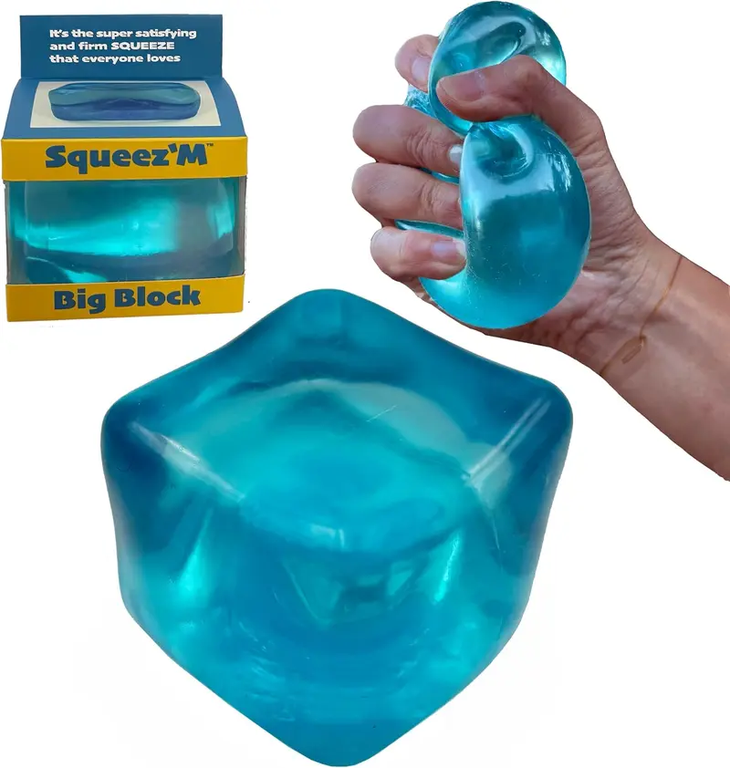 Premium Big Block Squeez'M Cube – 35% Larger Squishy Toy for Kids & Adults – Sensory Fidget for Stress Relief, Focus & Play – Colorful, Durable - Giftable for Unique Holiday, Birthday & Office Gift – Focus & Fun – US Brand & Instant Replace Policy, 3+