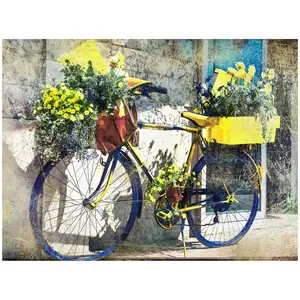 West of the Wind Outdoor Canvas Art Blue/YellowBike 40" x 30"