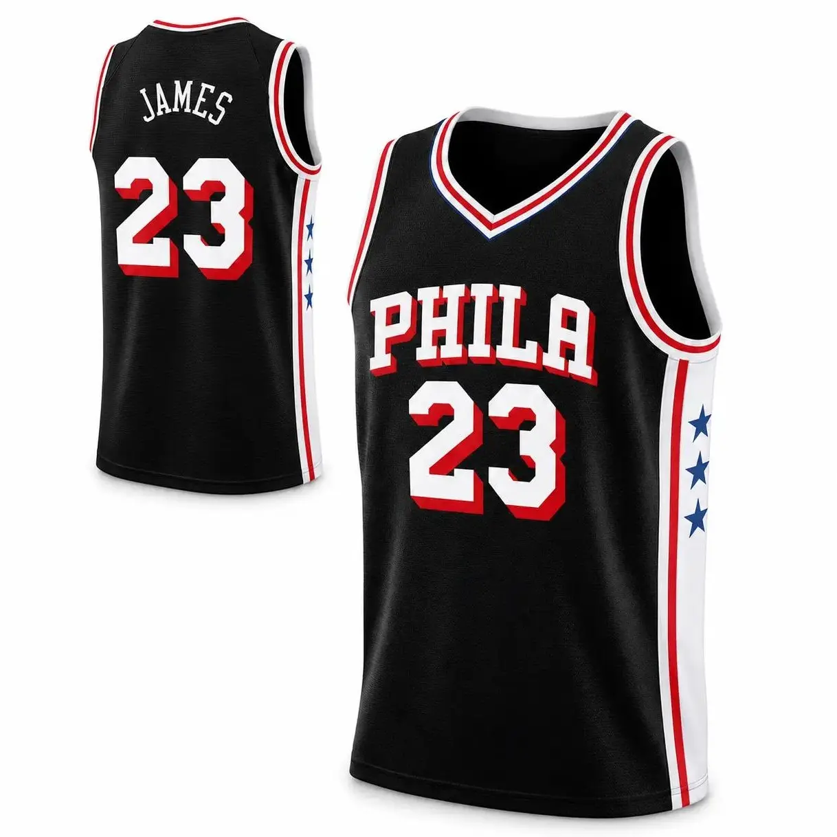 Unisex Basketball #23 James Philadelphia Team Swingman Jersey - Icon Edition - Royal（black）