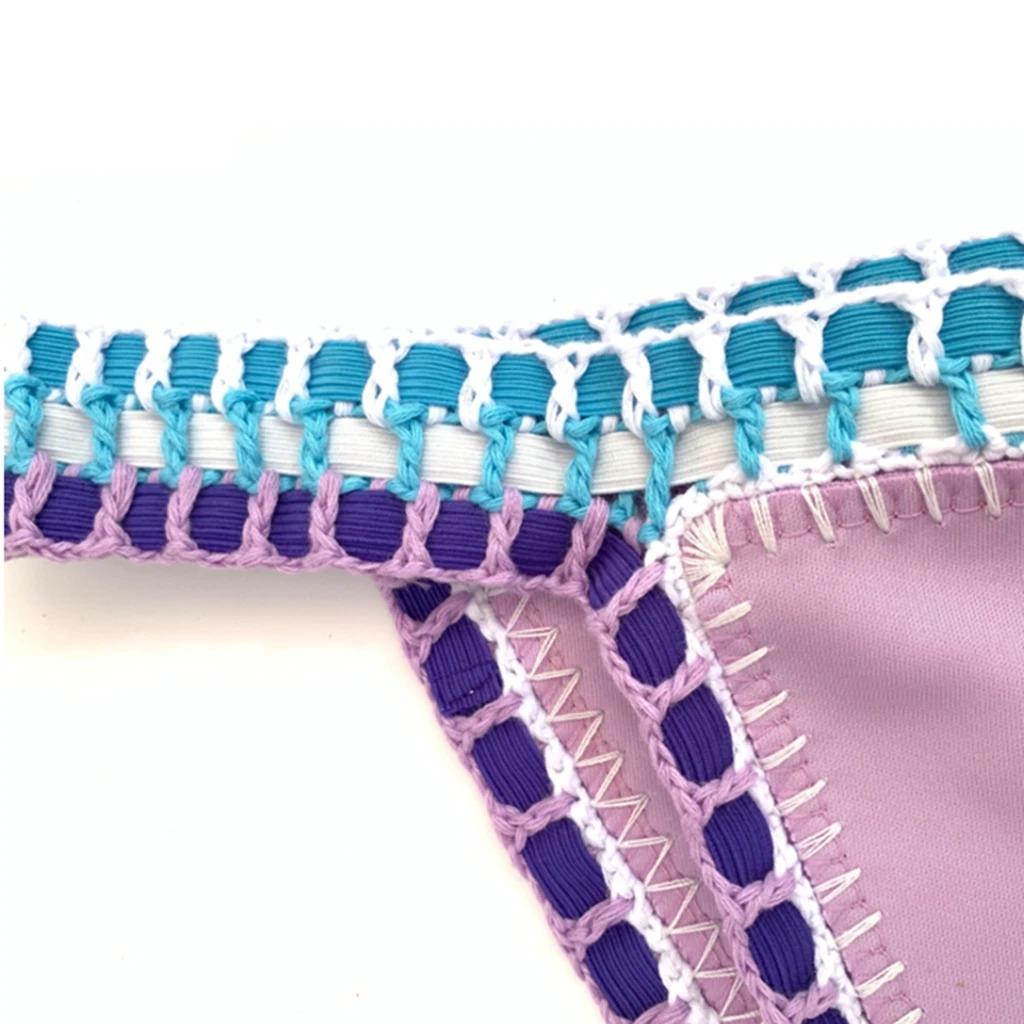 Lilac Sexy Swimwear with Elastic Swimsuit Handmade Amazing Beachwear Boho Brazil Poolside Wear Crochet Bikini Sets