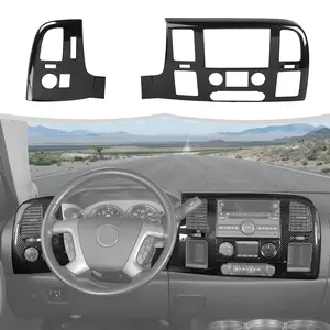 Carbon Fiber Style Center Console Vent Dash Trim Cover for Chevy Silverado & GMC Sierra 2007-2013 Car Interior Accessories ABS Material Easy Installation Dashboard Decoration Kit