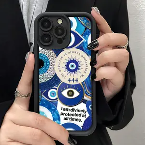 Evil Eye 444 Spiritual Quotes Pattern Phone cases Case Compatible with For iPhone 17 Pro Max 16 16e 15 14 Plus 13 12 Mini 11 Air X XS Pattern TPU Lens Protection Durable Soft Cover Gift 2D printing