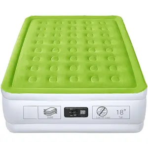 Full Size Air Mattress with Built in Pump Raised Double Blow up Bed Inflatable Camping Airbed Electric 18 Inch Tall