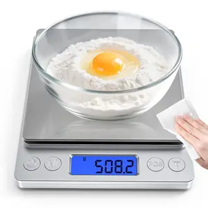 Rechargeable Digital Food Scale with Gram and Ounce, Measuring Range 0.1g/3kg(6.6lb), Scale for Food, Baking, Cooking, Sourdough Bread, Weight Loss - Small Product