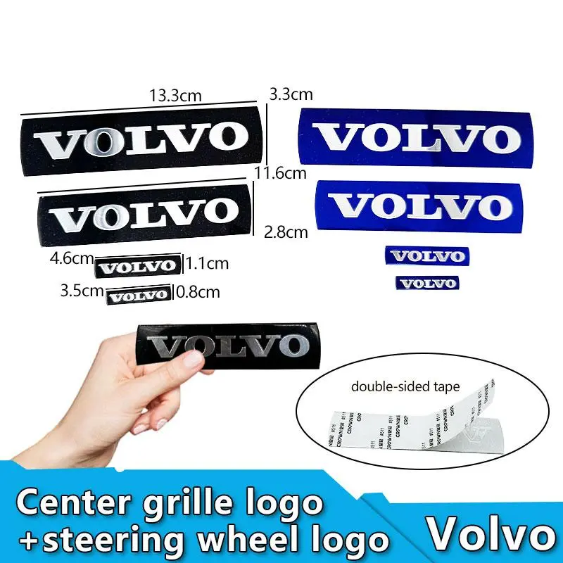 2026 New 3D Car Grille Badge Sticker Front Grille Blue Black Letter Emblem Decals Decoration For Volvo XC60 XC90 S60 S80 V60 C70 S40 C30 For your Cars