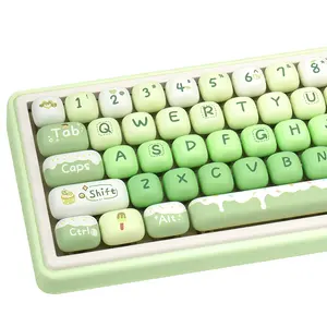 Thick PBT Keycaps Set, Cute Green MOG Profile Keycaps, 5-Side Dye-Sublimation Round Keycaps, 140 Keys Custom Kawaii Keyboard Keycaps, Compatible with Cherry Gateron MX Switches, Perfect for Creamy Mechanical Keyboards tiktokshopspringglowup