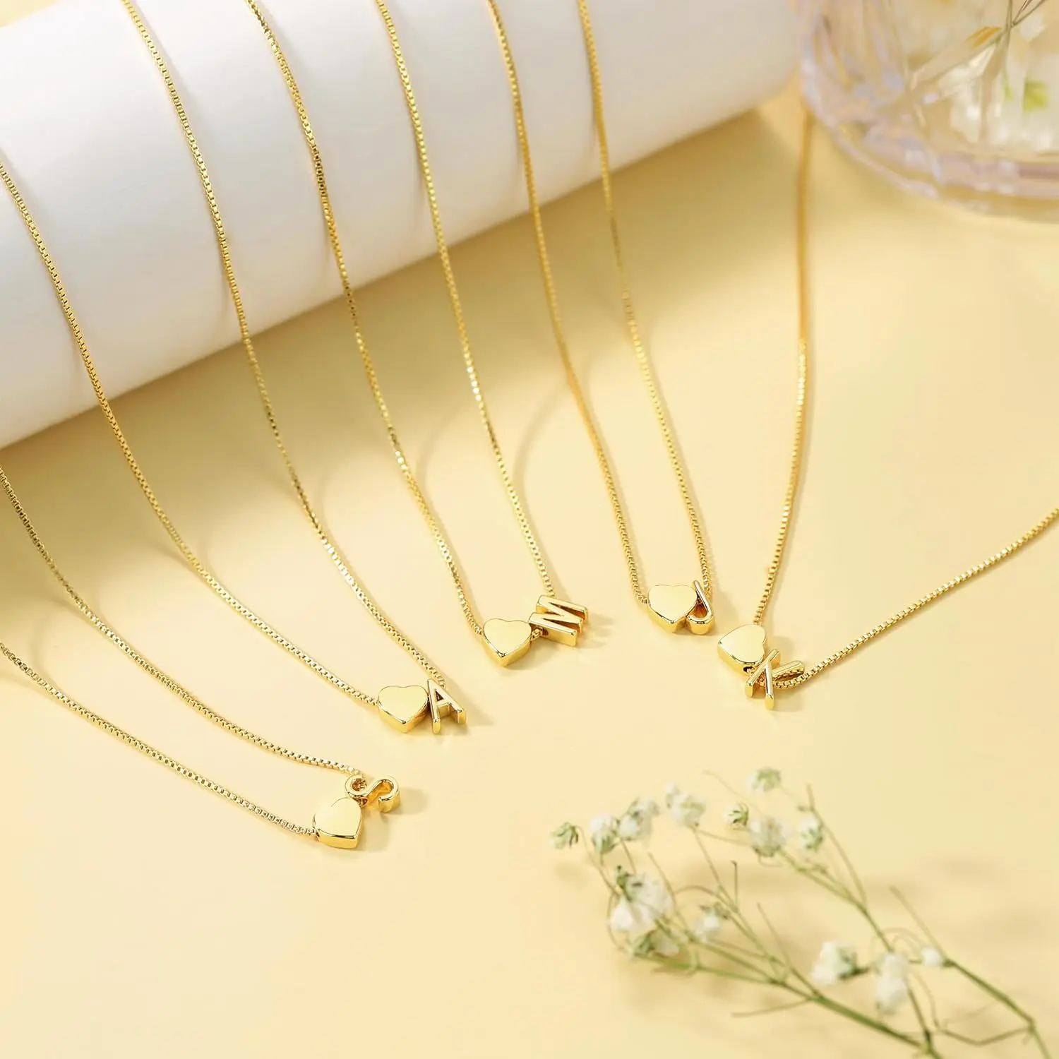 Gold Initial Necklaces for Women Girls, 18K Gold Plated Letter A-Z Initial Necklace Heart Necklace Dainty Initial Necklaces for Women Teen Girl Gifts Trendy Stuff Gold Jewelry Gifts