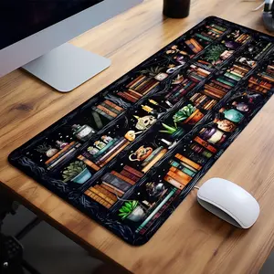 Extra Large Vintage Magic Library Mouse Pad Antique Gothic Gaming Desk Pad 35x16 Inch Computer Keyboard Mousepad with Non-Slip Rubber Base Durable Stitched Edge Perfect Gift for Home and Office