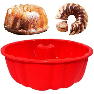 10 inch Silicone Bundt Cake Pan, Non-Stick Silicone Fluted Pans, Baking DIY Cake Mold for Cake, Jelly, Bread, Chocolate