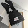 Korean Style Cute Bunny Long Ears Reverse Knitted Beanies Hat for Women, LOVERBOY Casual Y2K Soft Comfortable Funny Hats,Winter Warm Thickened Ear Protection Cold Weather Beanie Fashionable Autumn Durable