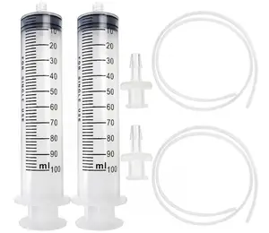 DEPEPE 2pcs 100ml Large Plastic Syringe with 2pcs 47in Handy Plastic Tubing and Luer Connections for Scientific Labs, Measuring, Watering, Refilling, Filtration, Feeding