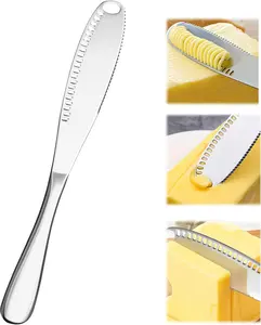 The Butter Knife Spreaders, Stainless Steel Butter Knives Curler, Butter Knifes for Cold Butter Slicer with Holes, Butter Grater, 3 in 1 Kitchen Kitchen Gadget for Cutting Spreading Butters