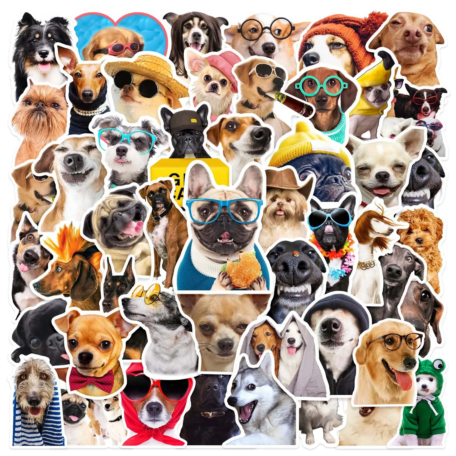 50pcs Cute Dog Graffiti Stickers, Sticker Sheets, Waterproof Vinyl Adhesive Decals for Scrapbooking, Laptops, Water Bottles, Scrapbooks, DIY Crafts, Adorable Animal Themes
