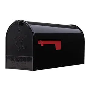 212 MAIN Classic Large Size Rust-Resistant Galvanized Steel Rectangular Post-Mount Mailbox, Black