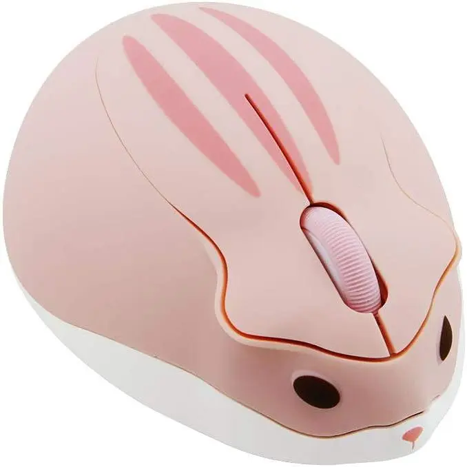X-MUP03  2.4GHz Wireless Mouse Cute Hamster Shape Less Noice Portable Mobile Optical 1200DPI USB Mice Cordless Mouse for PC Laptop Computer Notebook MacBook Kids Girl Men Women Adults Gift (Pink)