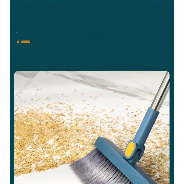 Long Handle Broom and Dustpan Set 2 Pack – 48.8 Inch Upright Sweeping Set, Rotating Head, Floor Cleaning for Kitchen Wood Floor Pet Hair