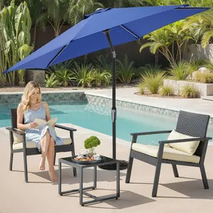 【Umbrella Base is NOT Included】7.5ft Patio Umbrella with Tilt and Crank Button & 8 Sturdy Ribs Waterproof, Patio Table Umbrella Perfect for Poolside, Terrace, Beach and Outdoor Restaurant