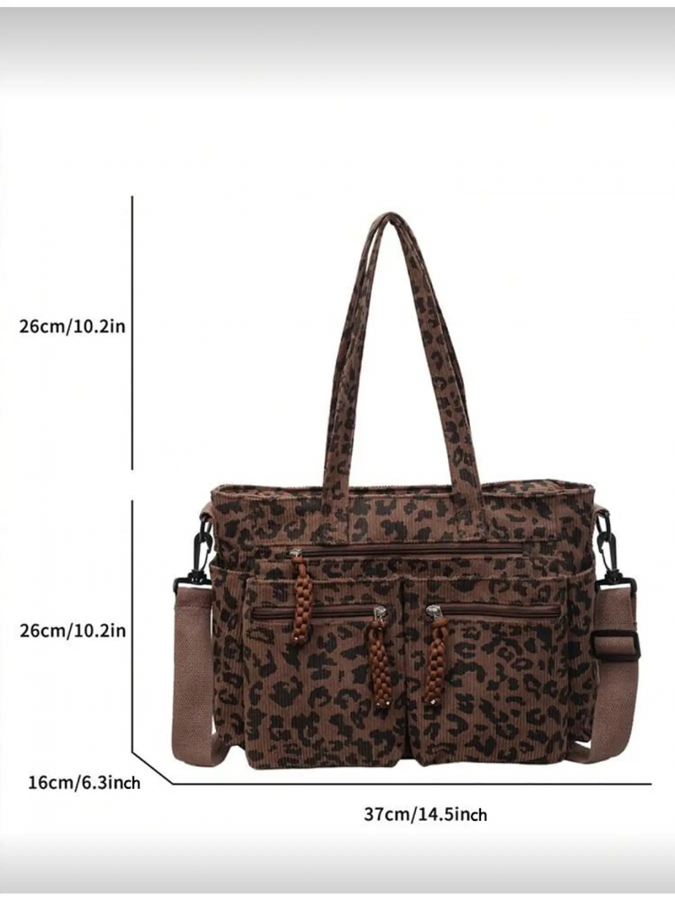 Women Leopard Print Corduroy Handbag Corduroy Tote Bag Fashionable