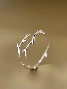 Simple Plain Color Copper Ring, Branch Design Cuff Ring, Fashion Elegant Casual Ring for Women for Party, Daily Clothing Decor, Summer Trendy All-match & Exquisite Jewelry for Birthday Gift, Gifts for Her, Metal Ring, Statement Ring