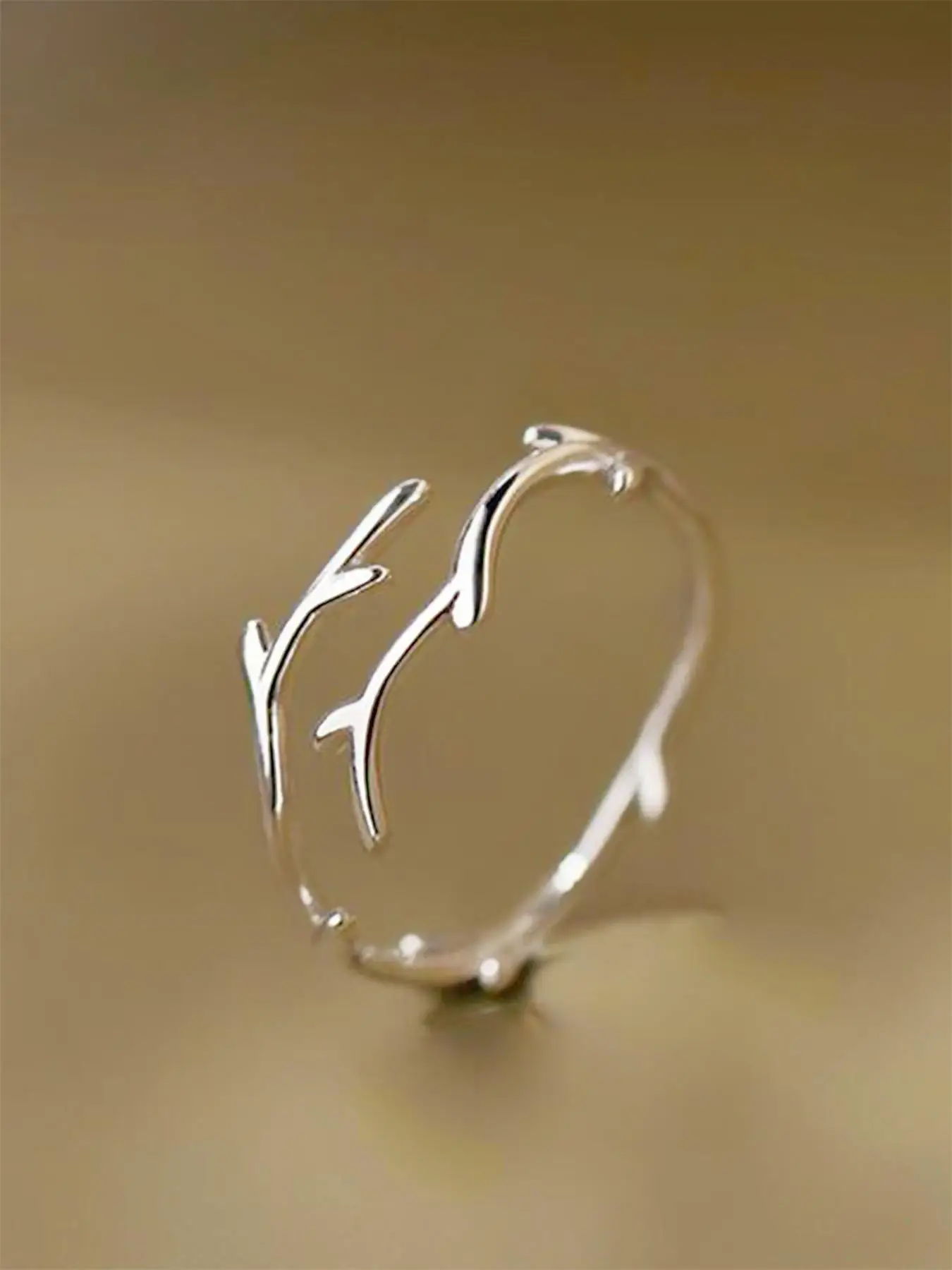 Simple Plain Color Copper Ring, Branch Design Cuff Ring, Fashion Elegant Casual Ring for Women for Party, Daily Clothing Decor, Summer Trendy All-matc