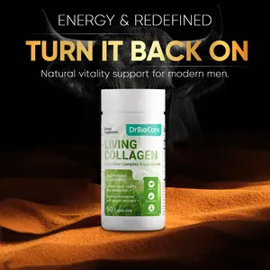 DrBioCare LIVING COLLAGEN – Men’s Daily Vitality & Energy Support – Boost Strength, Endurance & Circulation – Featuring L-Carnitine – 60 Capsules