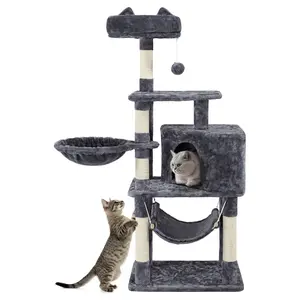 55-Inch Multi-Level Cat Tree Tower for Small and Medium Cats – Dark Gray