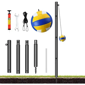 Heavy Duty Portable Complete Tetherball Set with Ball, Rope and Pole, Fun Outdoor Game for Adults and Dogs, Ideal for Family Activity in Backyard, Lawn, Sand and Beach