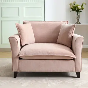 46.3" Oversized Armchair, Chenille Fabric, comfortable couch Comfy Chair and a Half Single Sofa with Pillow for Living Room Bedroom Office Apartment,  Pink