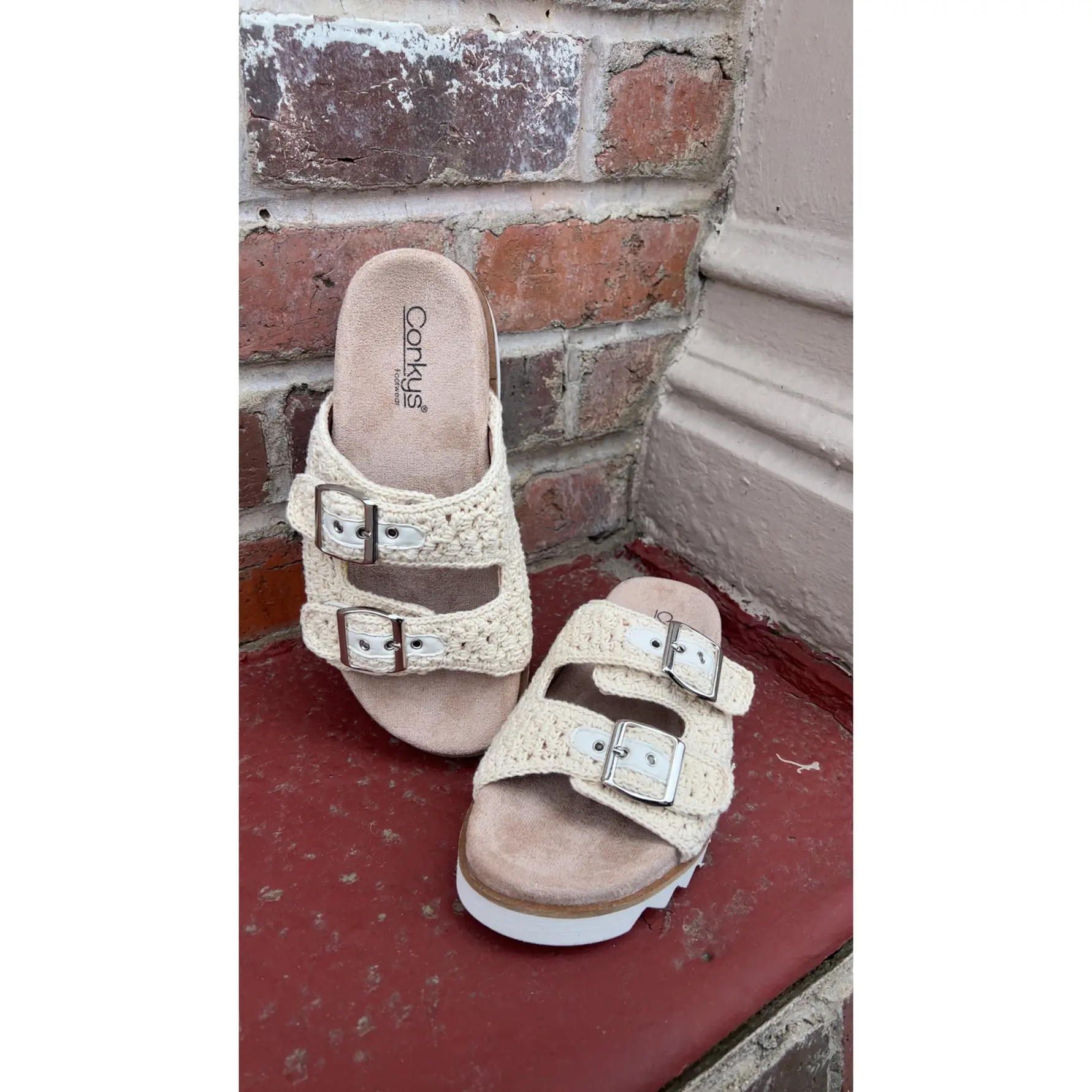 Corkys Dash Natural Crochet Sandals