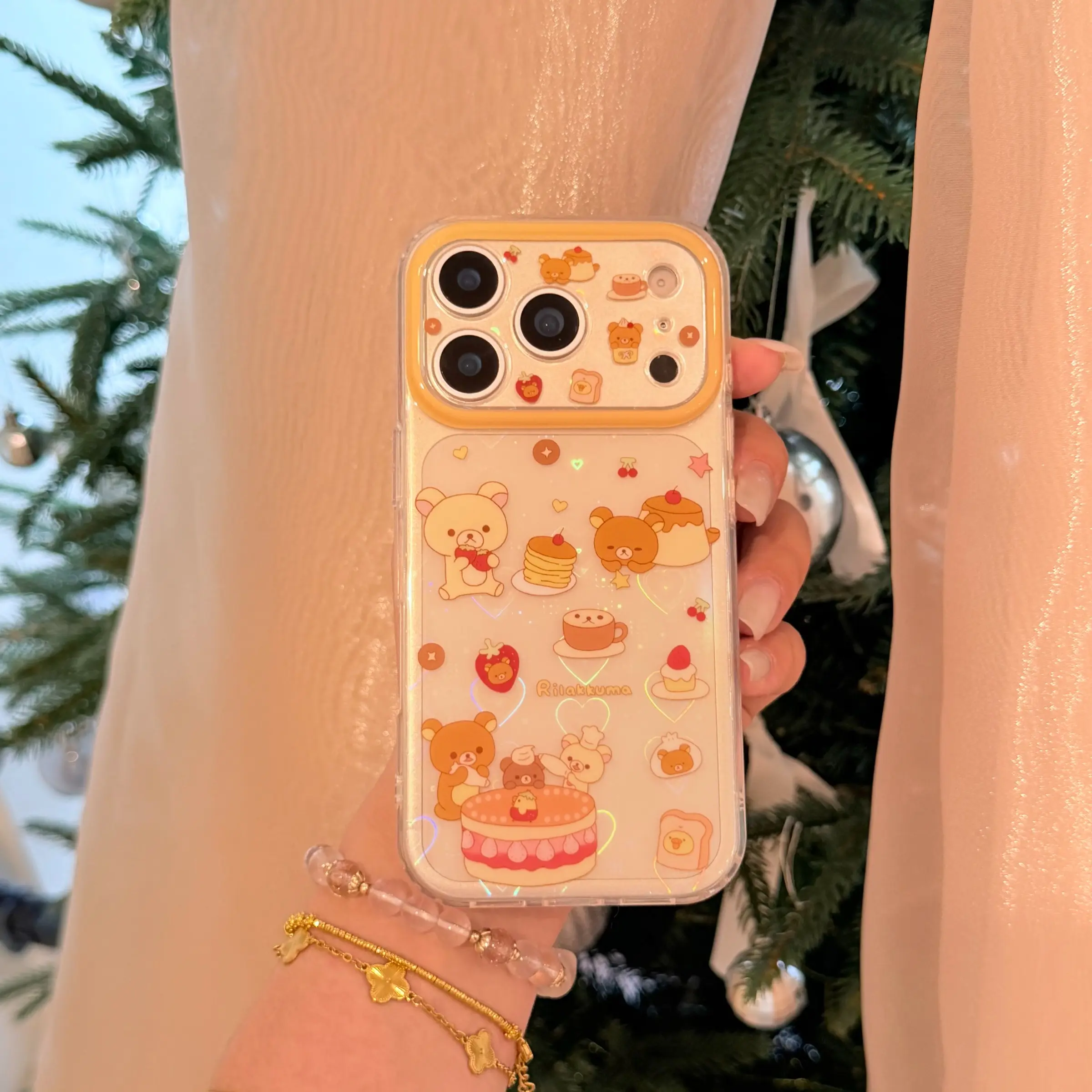 Double Layer Cute Bear Phone Case for Apple Iphone16promax/iphone15promax/iphone14pro/iphone13pro, Fashionable Women's Simple Design, Accessories