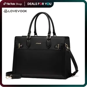 LOVEVOOK Women's Laptop Bag, fits 15.6-inch laptops, Business Tote, Waterproof PU Leather Briefcase, Office Shoulder Bag suitable for Teachers