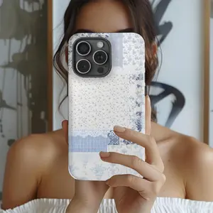 Blue floral patchwork pattern 2 in 1 phone case with durable, shock-absorbing and stylish design. Compatible with Iphone 11, 12, 13, 14, 15 and 16 Pro Max and Pro Plus series A creatively designed new phone case, perfect as a gift for your friends.