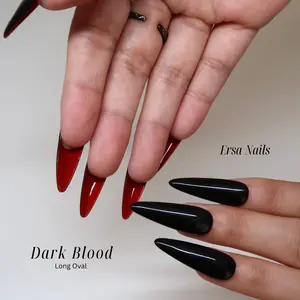 ErsaNails DARK BLOOD-Long Oval 10 PCS Handmade Press On Nails | Gothic, Mysterious,Stylish